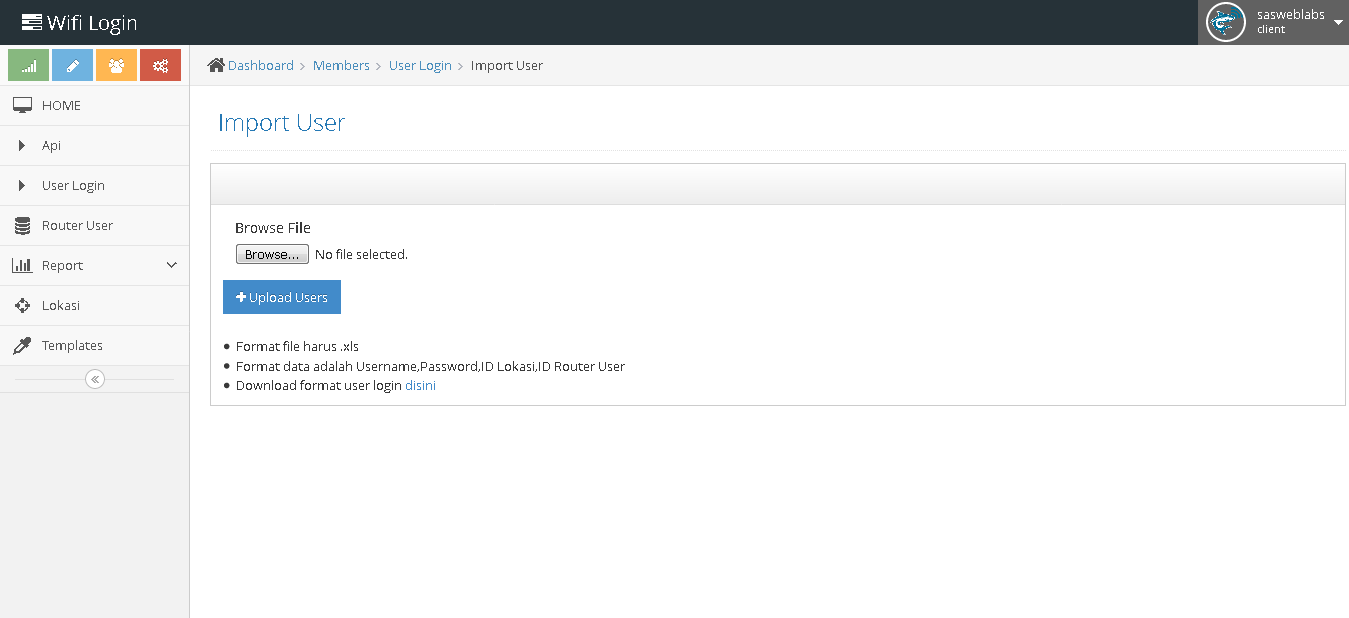 Import User Login wifi