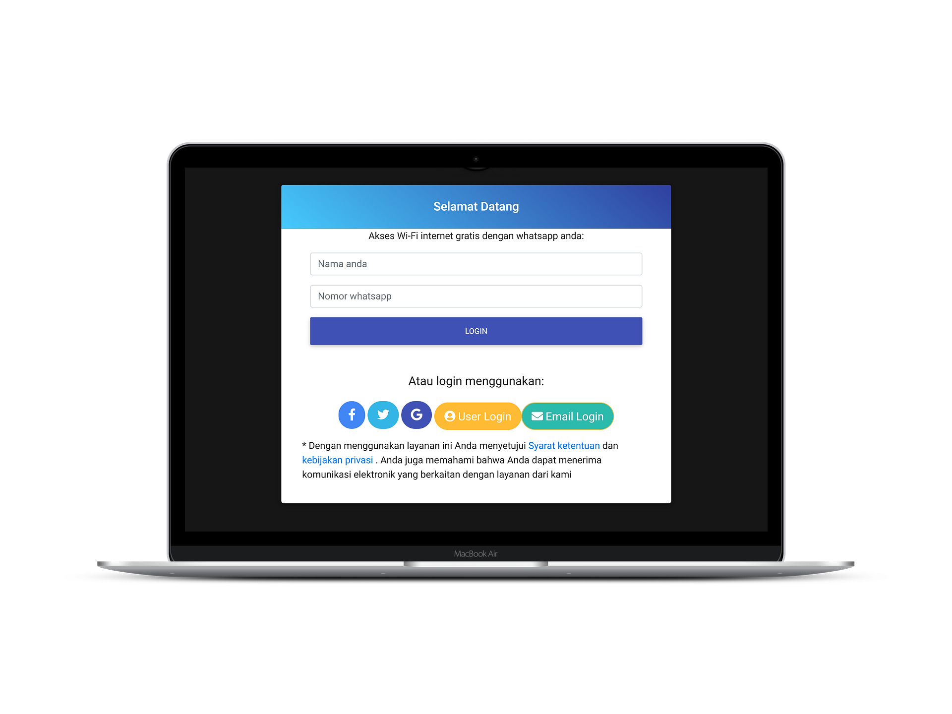 Buat spesial user login untuk captive portal sharkwifi